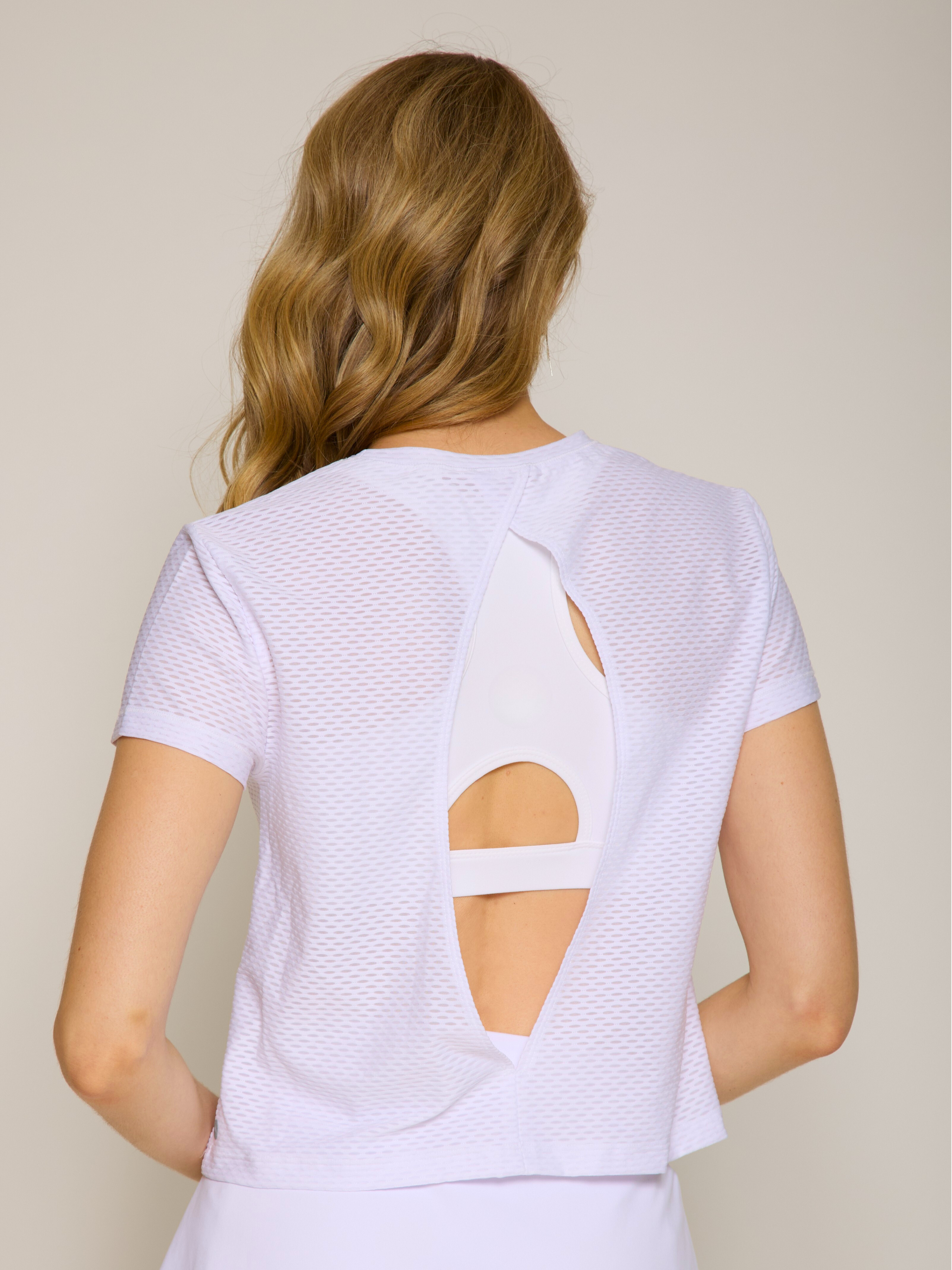 Open Back Short Sleeve Honey Tee in Various Colors