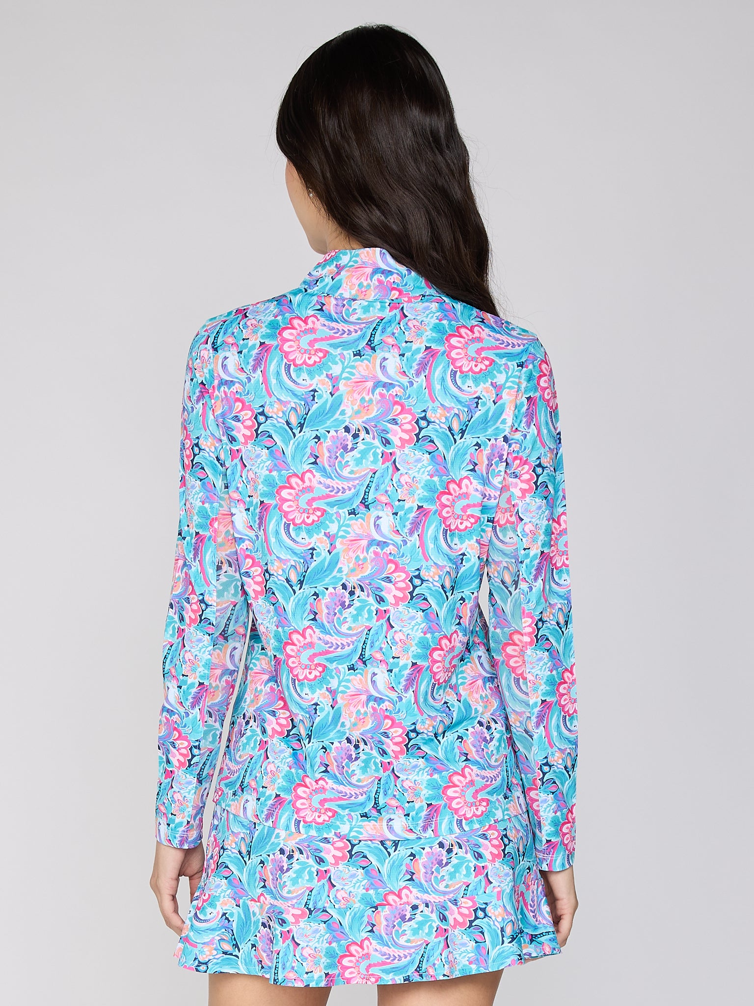 Danielle Mock Neck Top in Blue Garden