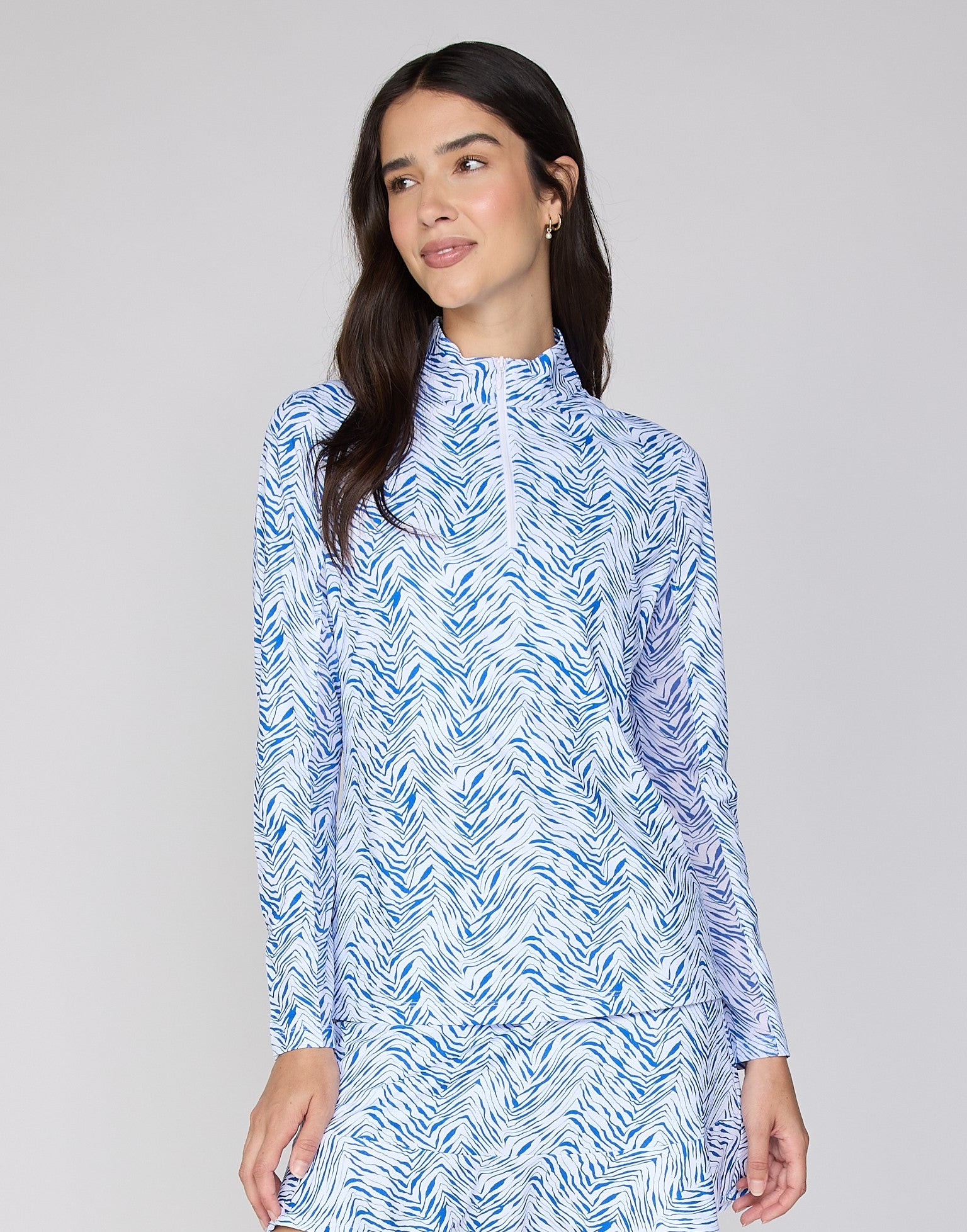 Danielle Mock Neck Top in Royal Zebra