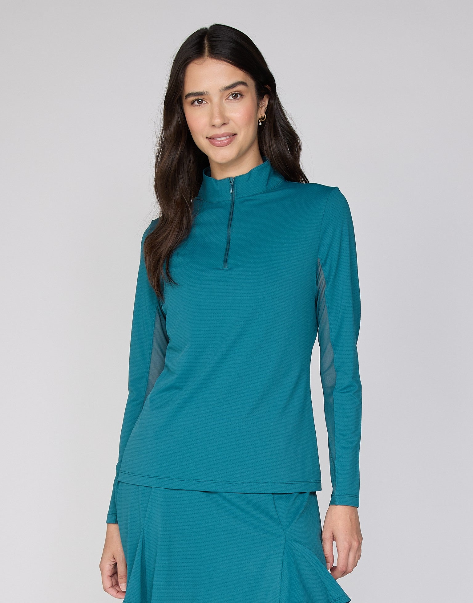 Danielle Mock Neck Top in Peacock