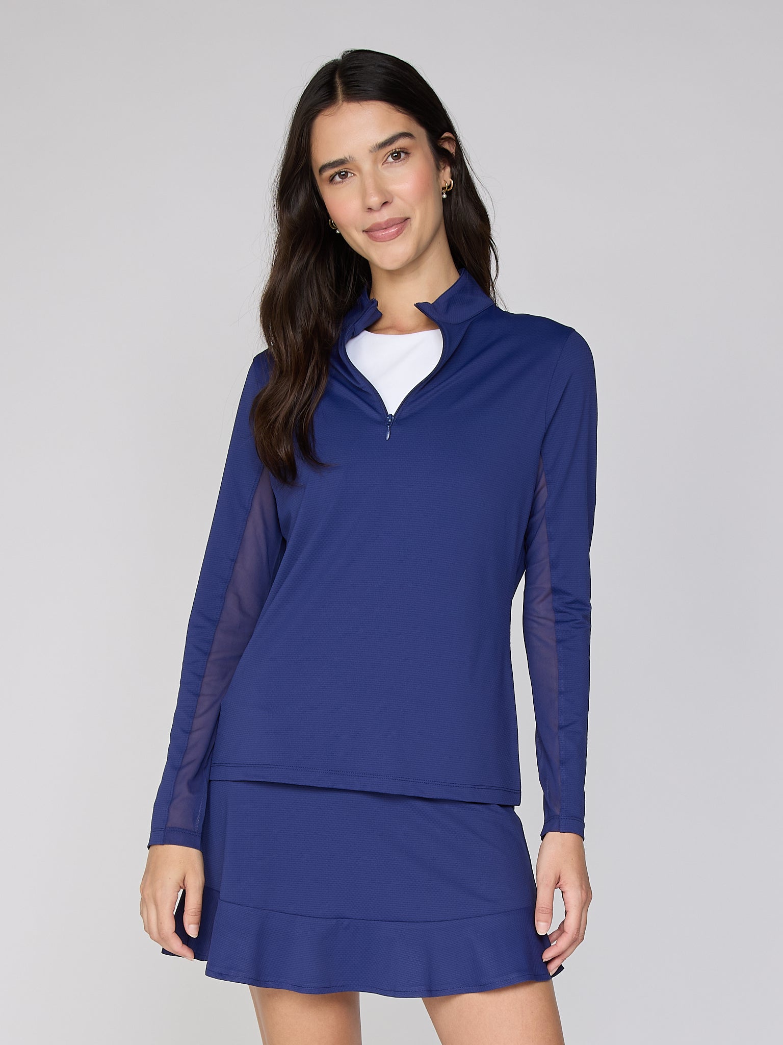 Danielle Mock Neck Top in Navy