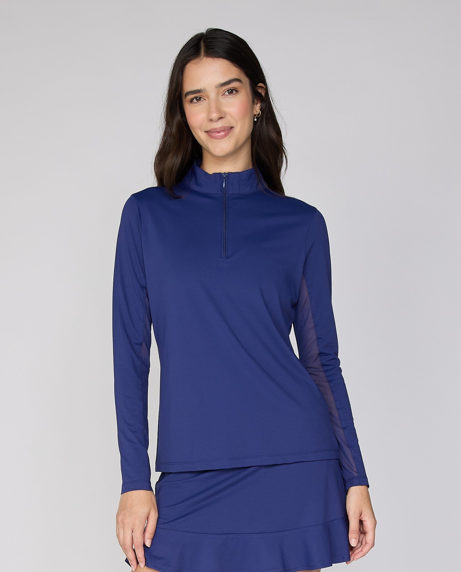 Danielle Mock Neck Top in Navy