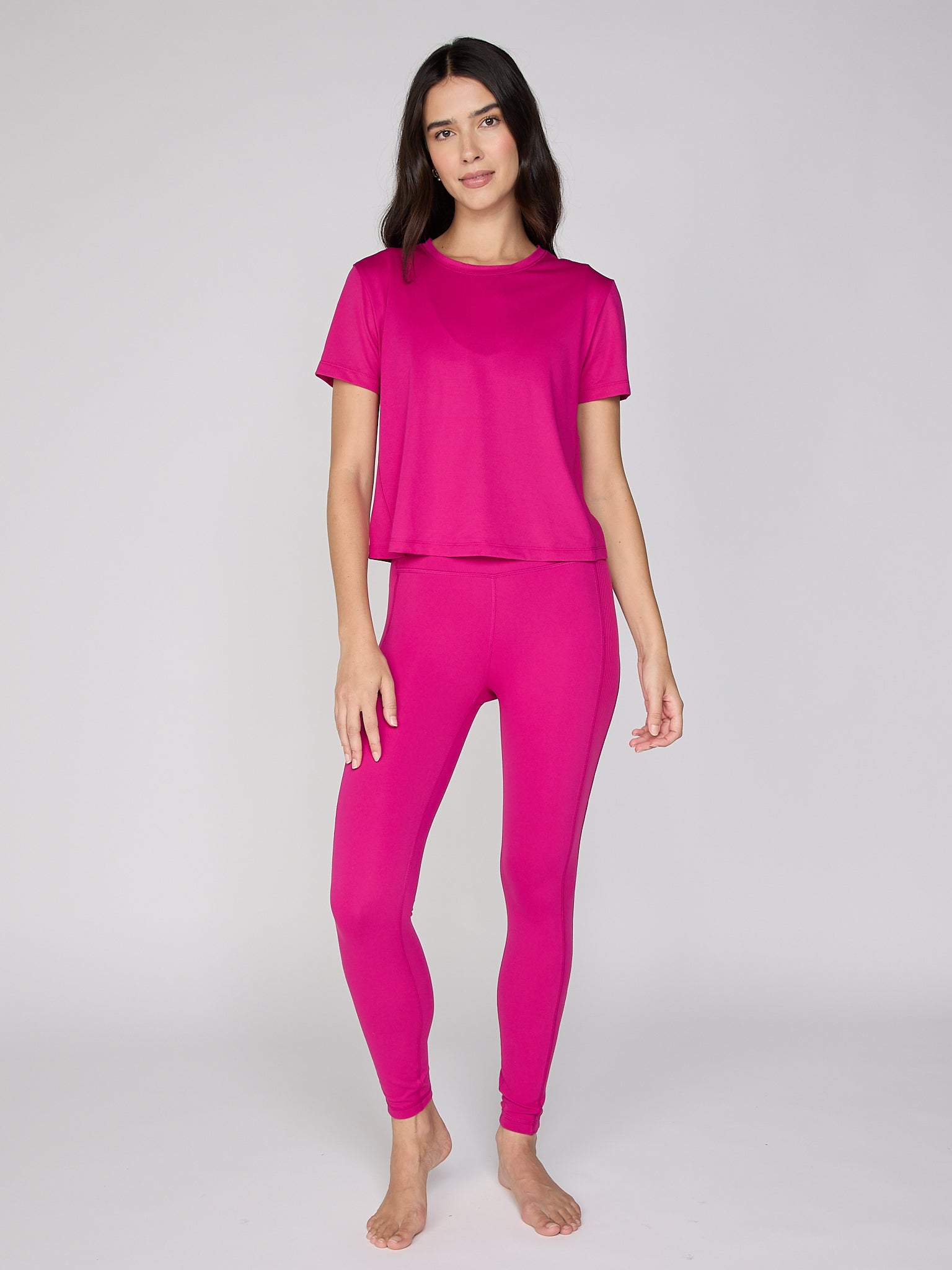 Rib Insert legging in Magenta