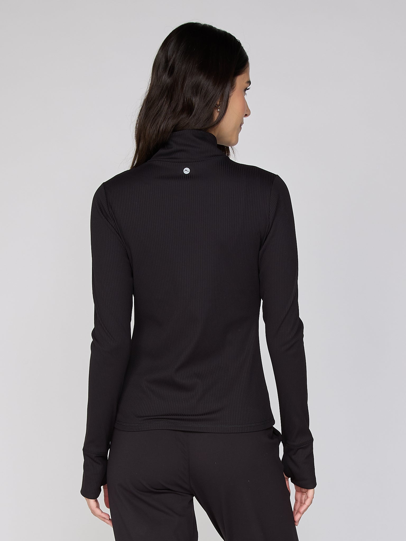 Rib Zip-Up Jacket in Black
