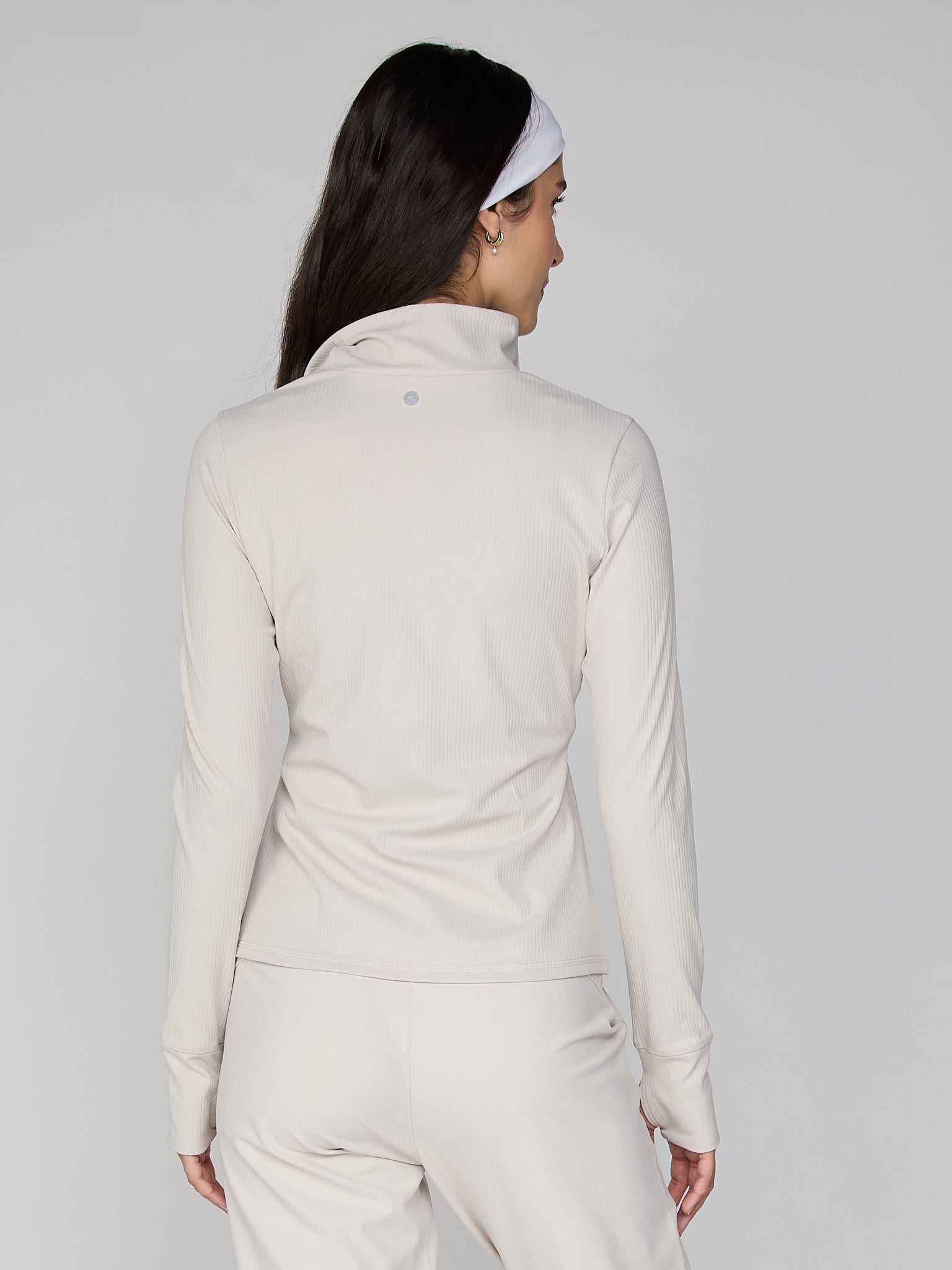 Rib Zip-Up Jacket in Bone