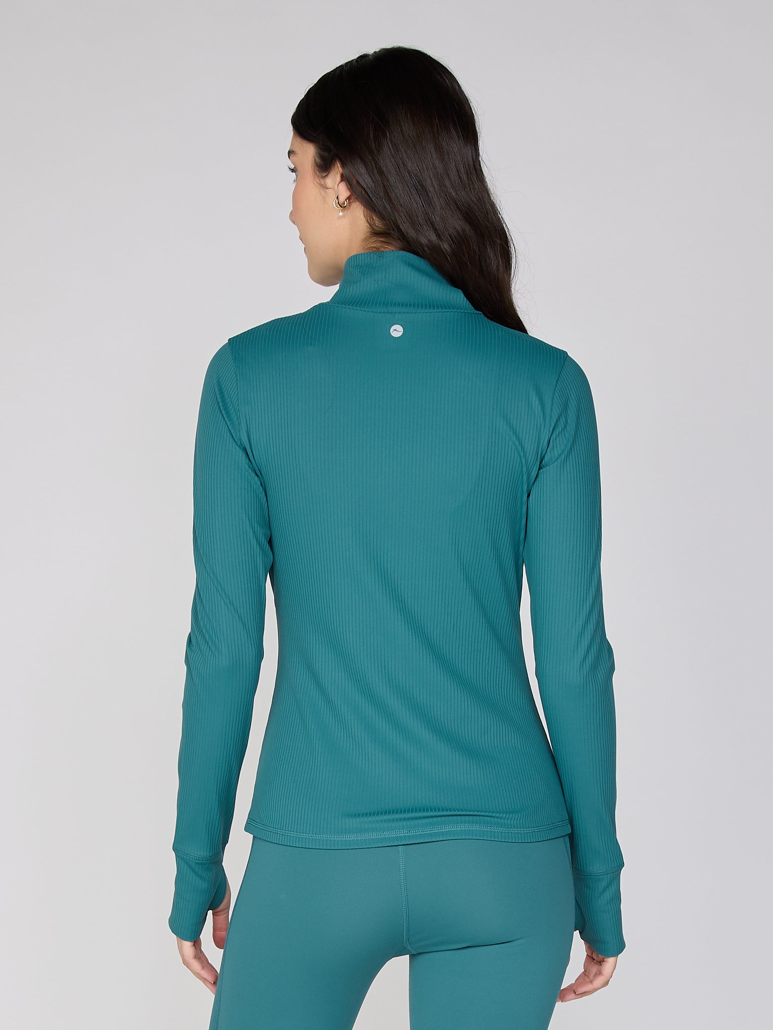 Rib Zip-Up Jacket in Pine