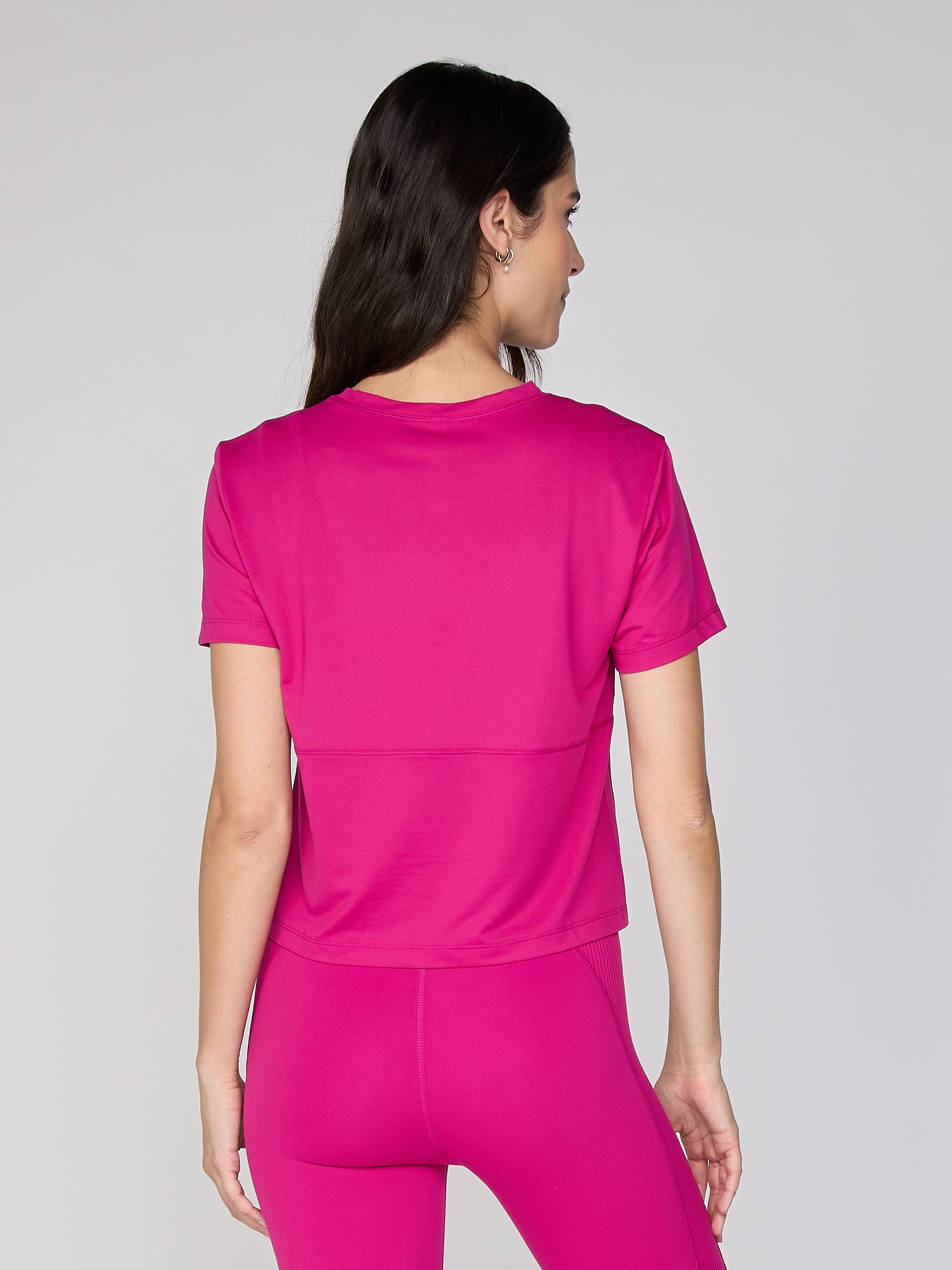 All Over Mesh Short Sleeve Tee in Magenta