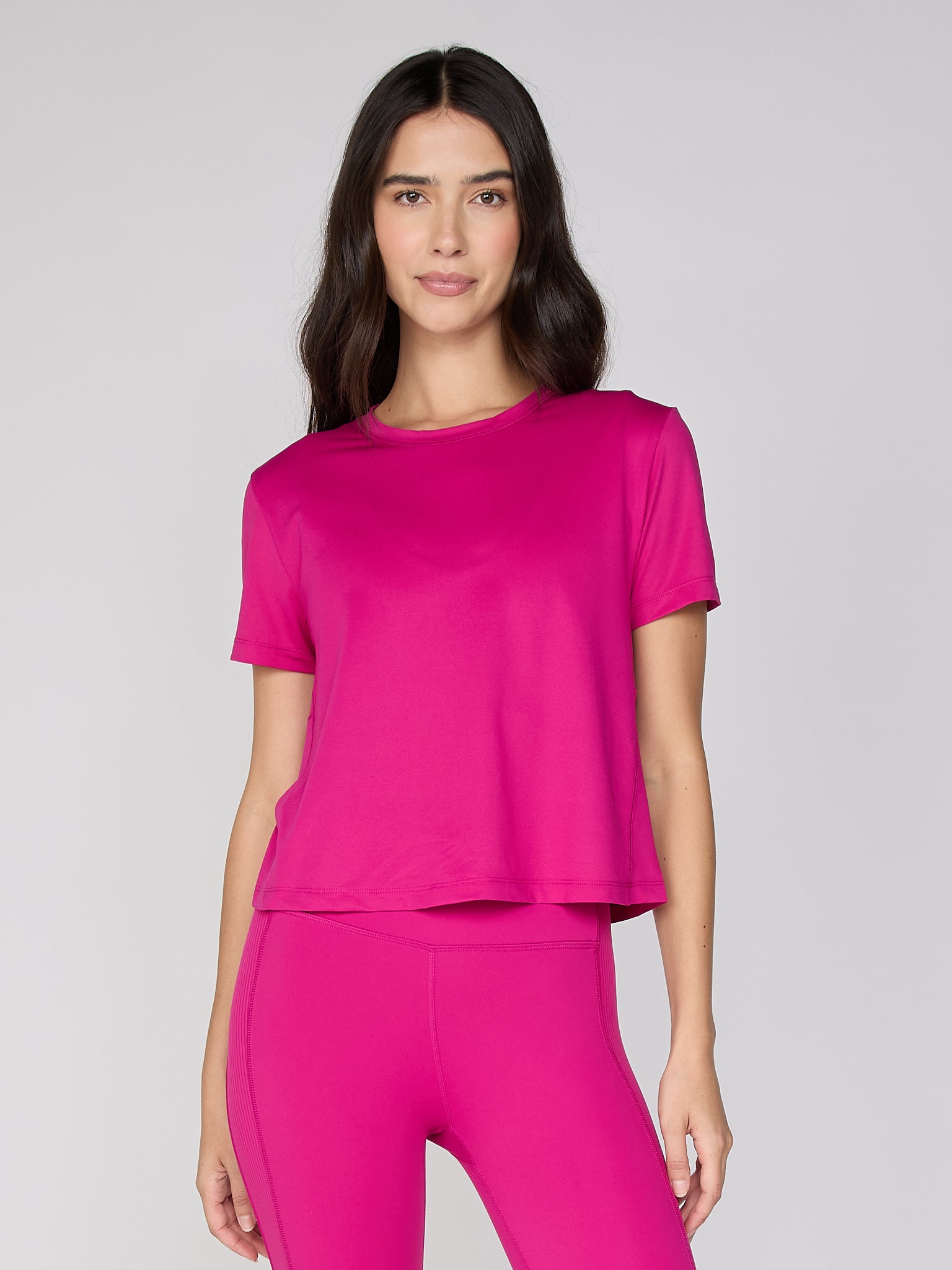 All Over Mesh Short Sleeve Tee in Magenta