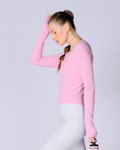 Dusty Pink Rib Body Sculpting Long Sleeve Top