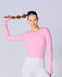 Dusty Pink Rib Body Sculpting Long Sleeve Top